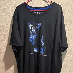 Robert Graham Black Graphic T-Shirt Blue Dog Print Men’s 2XL